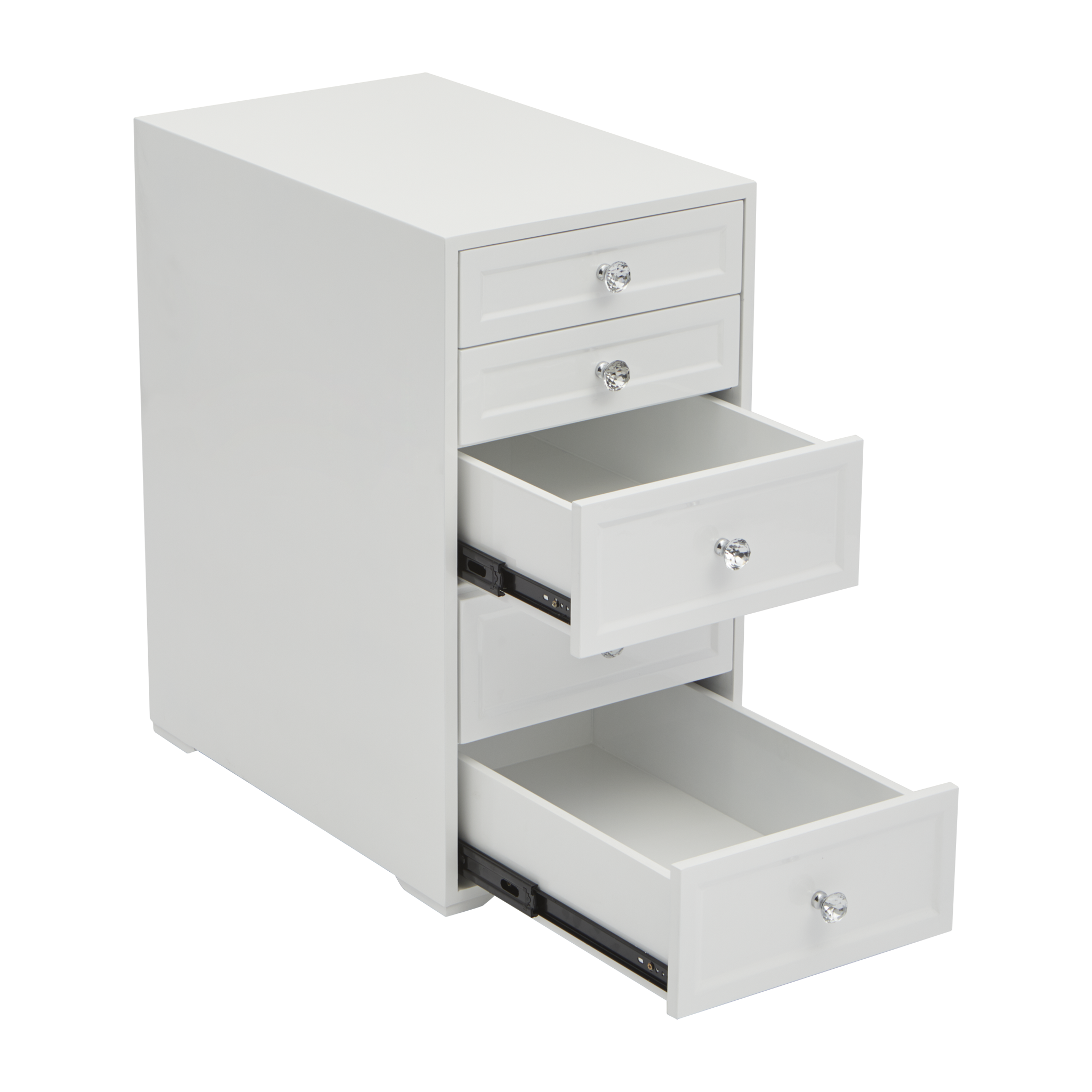 Five drawer storage unit with crystal handles #color_white